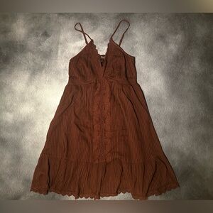 Shyanne Cotton Blend Y2K girly western brown spaghetti strap dress